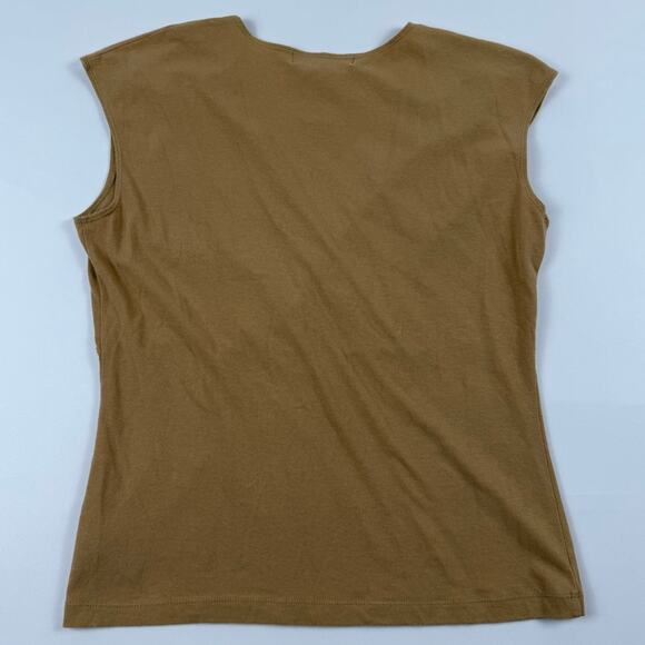 Women's Y2K Tan Wrap Style Fitted Cap Sleeve Silhouette Top | New York & Company - Picture 7 of 7